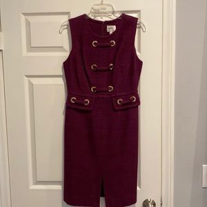 Milly Wool Vintage Purple Dress with Gold Accents